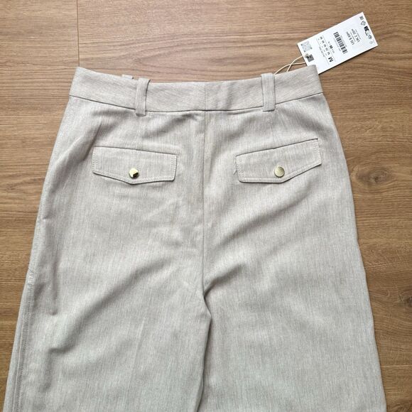NWT Zara Women’s Straight Leg Pants Light Beige Workwear Style Size M 28 - Picture 6 of 9